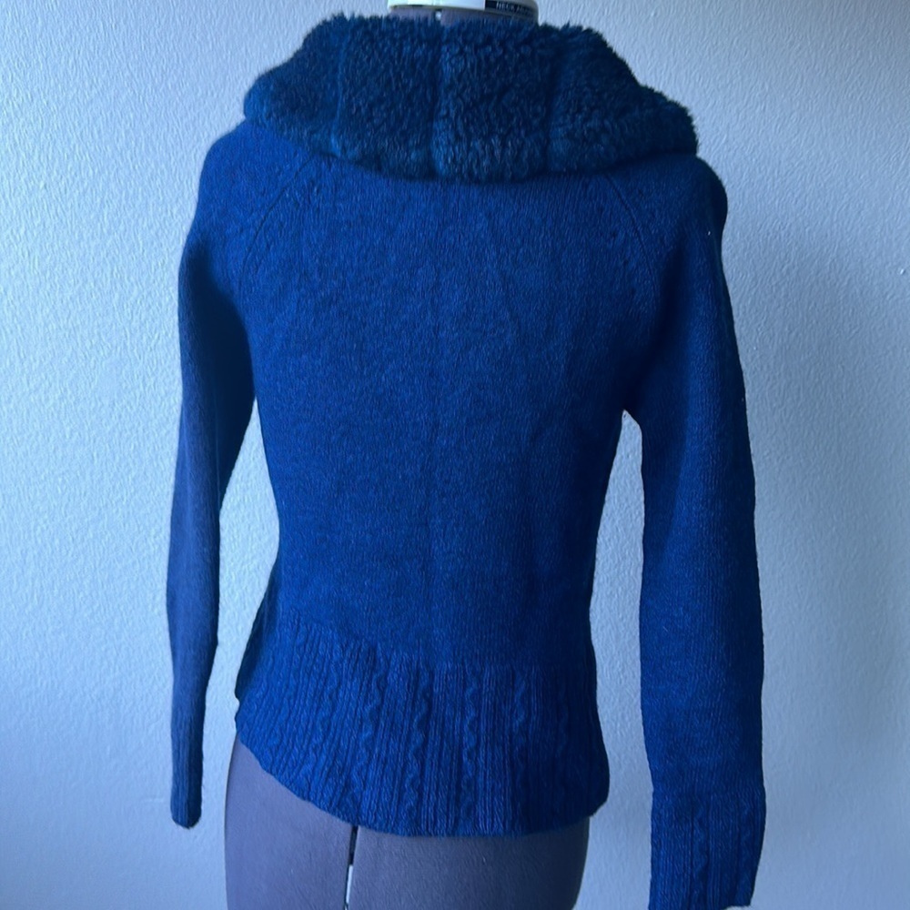 Classiques Entier sweater blue removable collar 100% fine Merino wool size Med - Picture 8 of 12